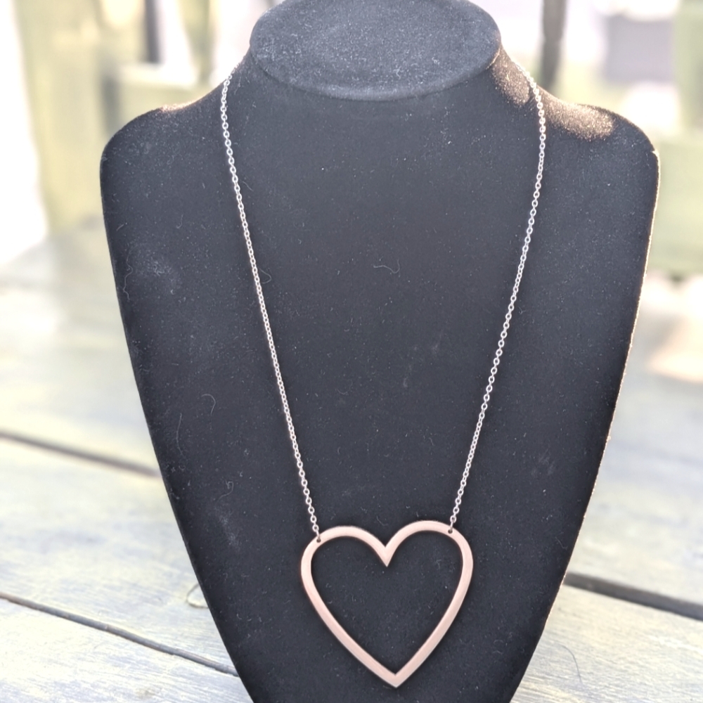 Stainless Steel Heart ❤️ Pendant Necklace NWT